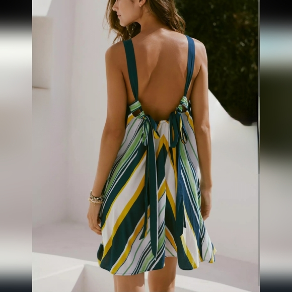 Anthropologie Halter Bow-Back Mini Dress Size Small - Picture 2 of 9